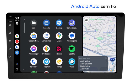 Multimidia Universal Slim 9p Carplay Android 14 2gb 32gb Voz