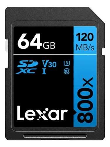 Tarjeta de memoria Lexar 64 GB 120 MB/s Sdxc 4k V30 clase 10