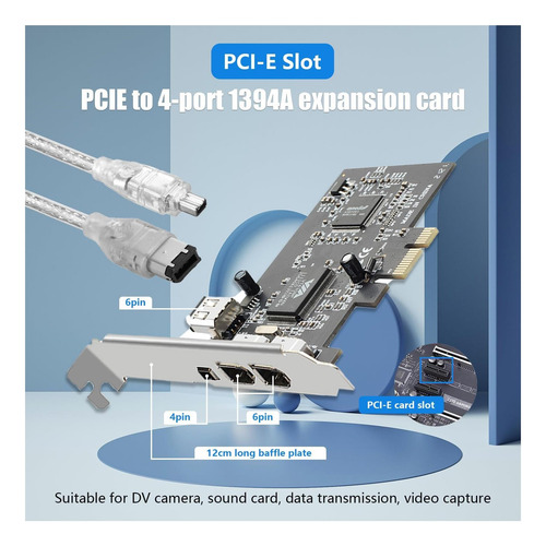Tarjeta P/ Pcie Firewire 400 Ieee 1394a Pci 4 Puertos 6 Pin