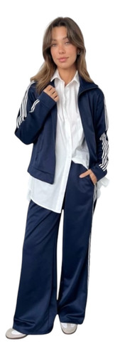 Pantalon Palazo Joging Con Rayas Al Costado