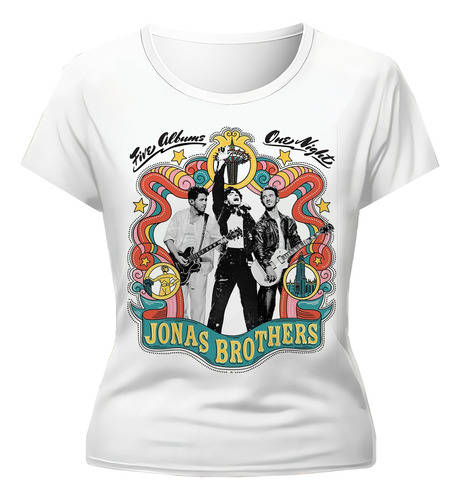 Remera Jonas Brothers One Night 5 Albums Tour Diseños Dama