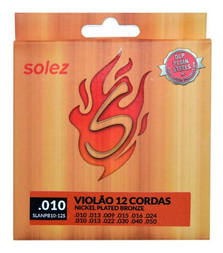 Encordoamento Solez Violão 12 Cordas Slanpb10 12s 010/050