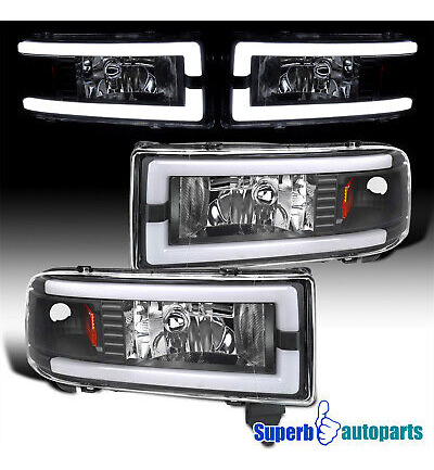 Fits 1994-2001 Dodge Ram 1500 2500 3500 Led Tube Black H Aai