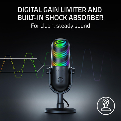 Microfone Usb Razer Seiren V3 Chroma Rgb Com Transmissão E J