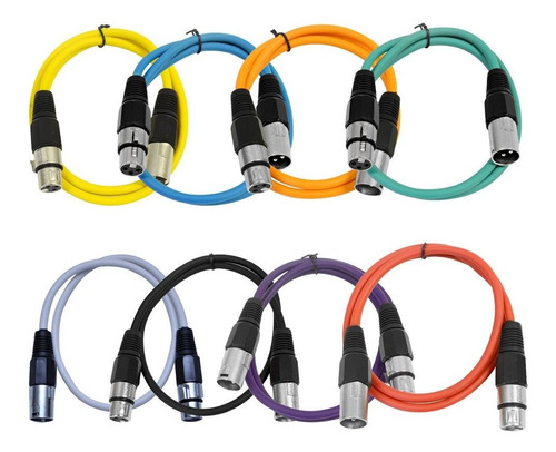 Sísmica Saxlx-3-multi 8 pack De Audio De Colored 3 foot Xlr 