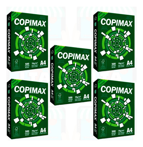 5 Paquetes Papel Fotocopia Copimax A4 75 Gramos  X 500 Hojas