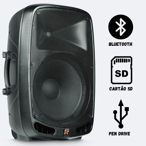Kit Caixa De Som Amplificada Ativa + Microfone Sem Fio Tripé