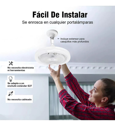 Ventilador De Techo Modernos Con Luz Y Control Remoto 25 Cm 60hz Blanco Blanco Plástico