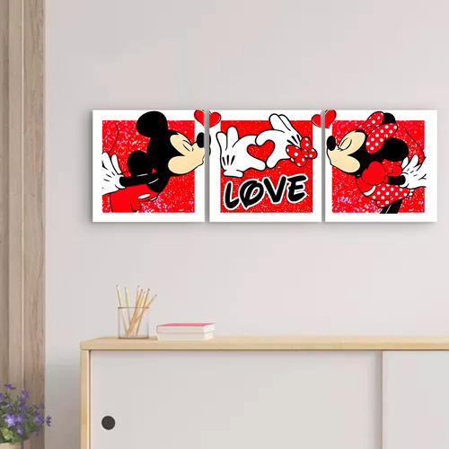 Set De 3 Cuadros En Canvas Amor Eterno - Mickey & Minnie Minnie Y Mickey