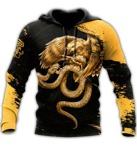 Sudadera Con Capucha Estampada En Oro 3d De México Eagle