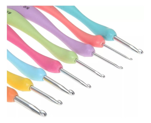 Agujas De Crochet Ergonómicas Mango De Plástico X 8 Und