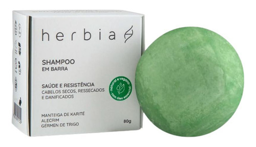 Shampoo Em Barra Para Cabelos Secos E Danificados Herbia 80g