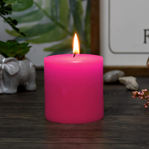 Vela Pilar, 3 X 3 Pulgadas, Rosa Intenso