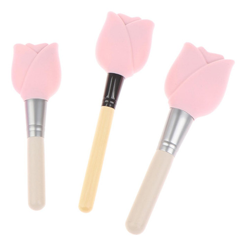 3 Uds. Funda De Silicona Profesional Para Brochas De Rosado