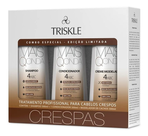 Kit Triskle Crespas Mais Q Onda Shampoo Condicionador Creme