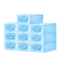 Comprar Set De 10 Zapateras Cajas Organizadoras De Zapatos Apilables Color Azul