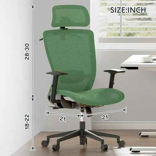 Silla De Oficina Ergonómica Para Hogar, Alta Y Cómoda, Verde