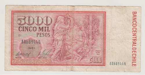 Billete Chile 5000 Pesos 1981 Primera Fecha (c85)