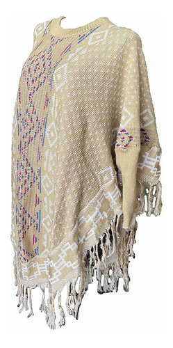 Poncho, Capa, Mañanita C/ Mangas, Fleco & Cuello Redondo L