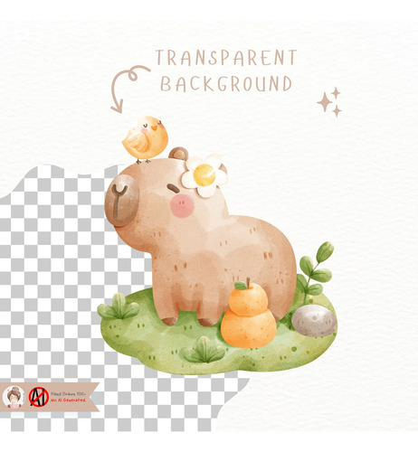 Kit Clipart Imagenes Png Capibara Carpincho Acuarela Cw02