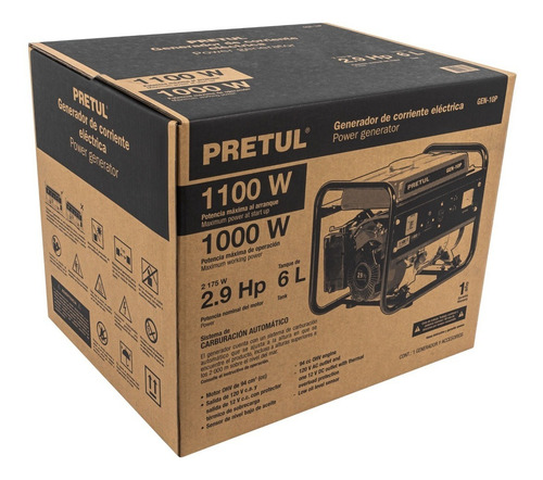 Generador Portátil 1.1 Kw Motor A Gasolina, Pretul. 26033