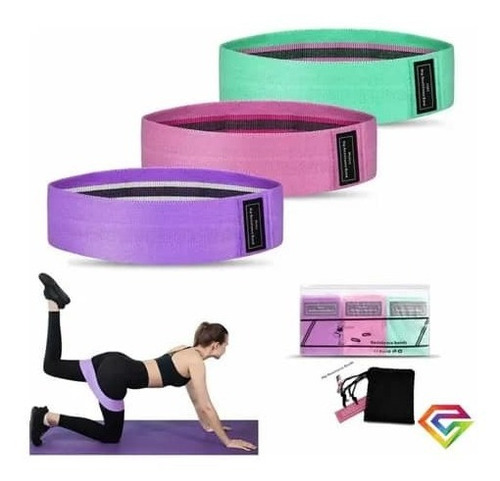 Bandas Elásticas De Tela Ejercicio Pro- 3 Piezas Con Bolso