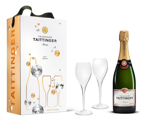 Champagne Taittinger Brut Reserve X750cc + 2 Copas  /frances