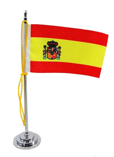 Mini Bandeira De Mesa Da Espanha 15 Cm Poliéster