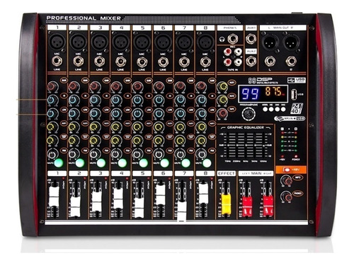 Mezclador Digital De 8 Canales, Consola Mezcladora, , Usb,