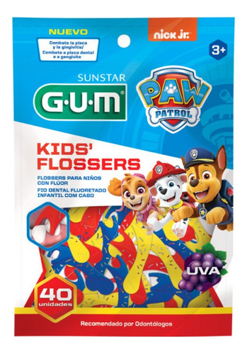 Flosser dental GUM con aplicador Kids Flossers sabor uva 40 u