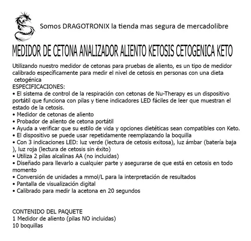 Medidor de aliento de cetosis con 10 bocas reemplazables para pruebas  cetónicas – Yaxa Colombia