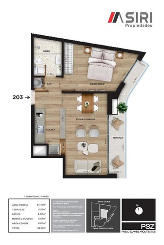 Imagen 7 de 12 de Apartamento En Venta - 1 Dormitorio Con Terraza Al Frente - Cordón Sur