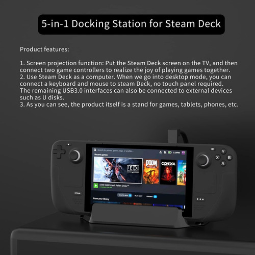 Yigorn Docking Station For Valve Steam Deck 4k Hdmi 3.0