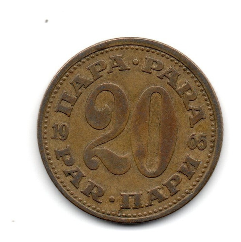 Yugoslavia Moneda 20 Para Año 1965 Km#45