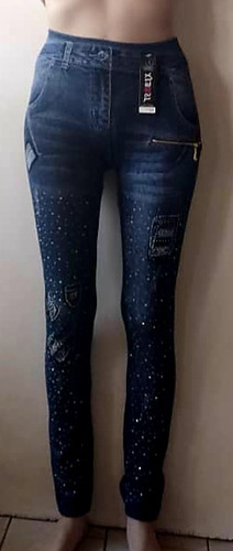 Leggys Tipo Blue Jeans Con Brillantes Ropa Para Mujer 