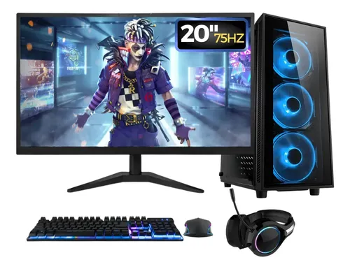 PC Gamer Completo RGB, Intel Core i7, 16GB RAM, SSD 512GB, Fonte 500W, Monitor 20