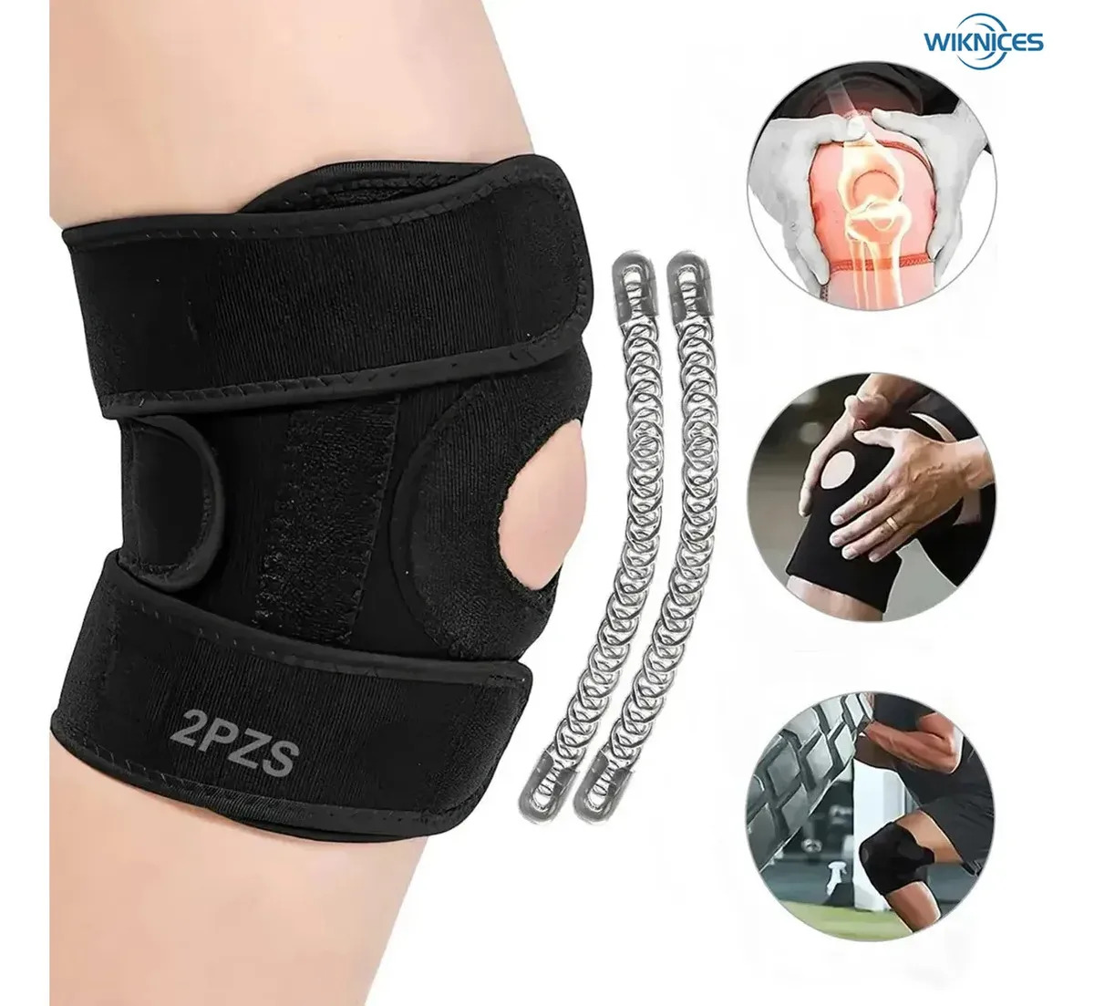 Rodillera Ortopédica Wiknices para Artritis y Deporte – Pack de 2 Ajustables de Neopreno con Rótula Abierta