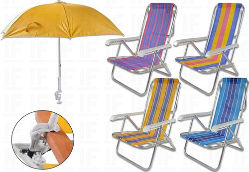 Cadeiras De Praia C/ Guarda-sol Sombrinha Cores Sortidas