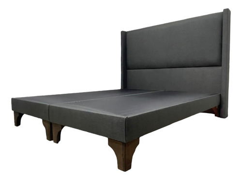 Cama Europea 2 Plazas Incluye Respaldo, Bases Gris Oscuro