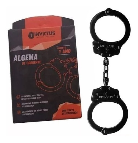 Algema Policial Profissional Aço Carbono Preta Black