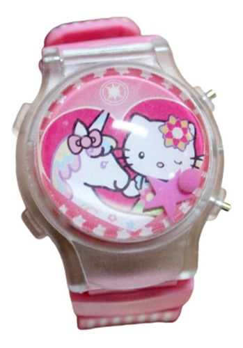 Reloj Hello Kitty Y Unicornio Con Tapa Encapsulado Estrellas