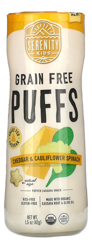 Puffs Cereal Para Bebé Cheddar, Coliflor Y Espinaca Organico