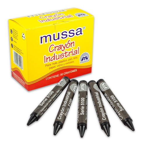 Crayón Industrial Hulero Caja C/ 50 Crayones Negro Mussa