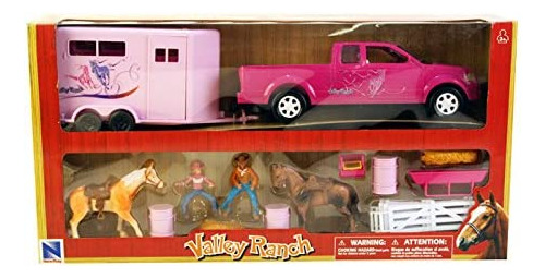 New-ray Pink Pick Up - Juego De Caballos Para Camión Y Remol