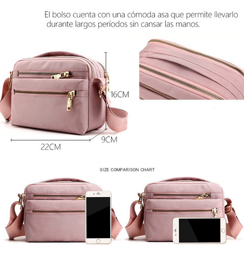 - Bolso Bandolera Con MĂșltiples Cremalleras Para Mujer