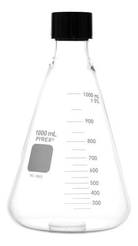 Matraz Erlenmeyer 1l Pyrex C/tapon