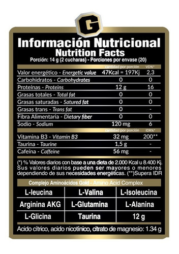 Suplemento En Polvo Gold Nutrition Amino Aminoácidos Sabor Grapefruit En Pote De 280g