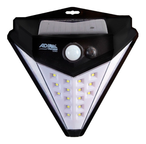 Lámpara Solar De Pared Exteriores Sensor Luz Led Color Negro Adir 10383