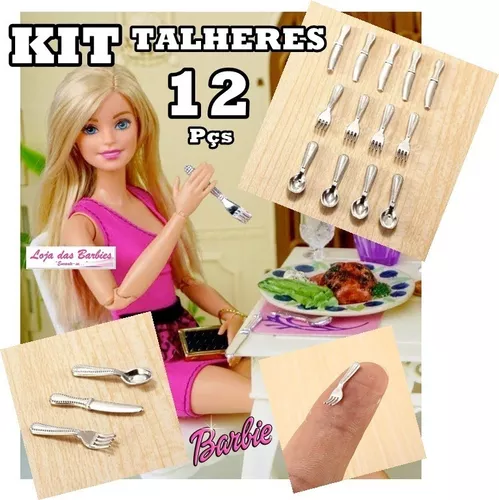 TK Dollhouse Comida De Cozinha Para Barbie 43 Unid . Conjunto De Jantar  Prato De Garfo Pizza Sopa Kids Toys Doll Acessórios