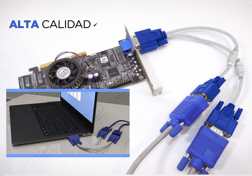 Imagen 4 de 10 de Cable Splitter Vga Adaptador Macho A 2 Hembra Duplica Imagen
